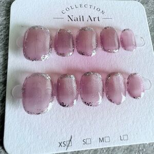 Purple Glitter Nail press on extra small
